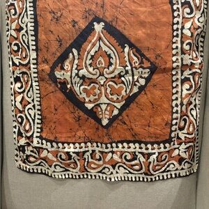 Orange and Black Patterned 100% Silk Scarf